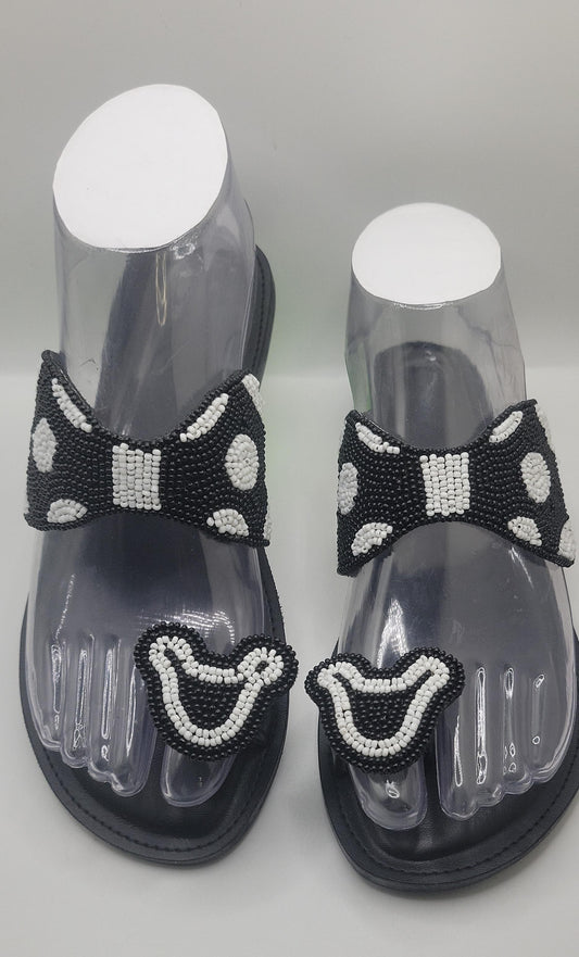 Nia Leather Sandals with Handcrafted Beadwork